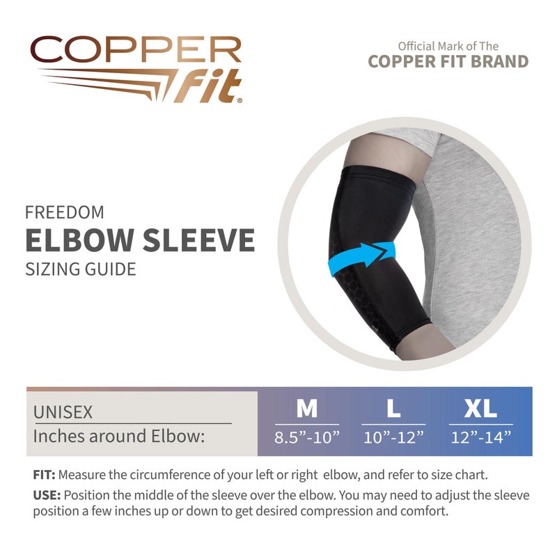 Copper Fit unisex adult Elbow Compression Sleeve Hosiery, Black, Large US - Image 3